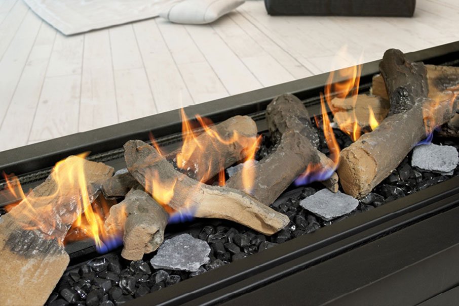 Real Flame Gas Fireplace Element Double Sided